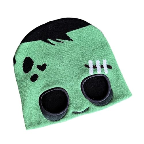 Lustiger Eye Peek Schädelhut Für Frauen Teenager Beliebte Gestrickte Rand Punk Häkelhut Unisex Halloween Kopfbedeckung von Uqezagpa