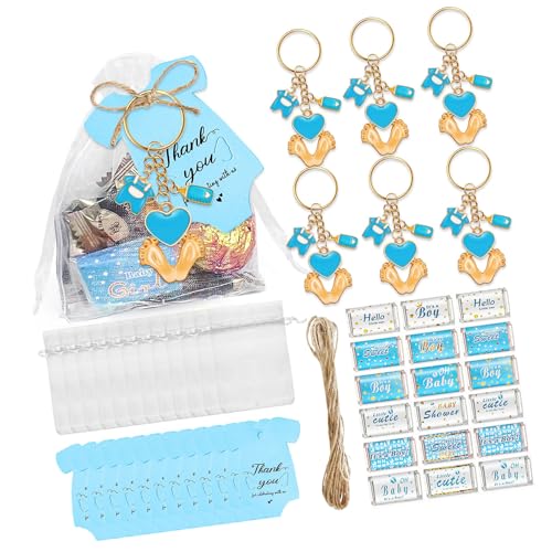 Uqezagpa 6/20-teiliges Babyfüßchen-Schlüsselanhänger-Set aus Metall mit Wickelaufkleber, Kordelzugbeutel und Dankeschön-Etikett für Babypartys Uqezagpa 6/20-teiliges Babyfüßchen-Schlüsselanhänger-Set aus Metall mit Wickelaufkleber, Kordelzugbeutel und Dankeschön-Etikett für Babypartys von Uqezagpa
