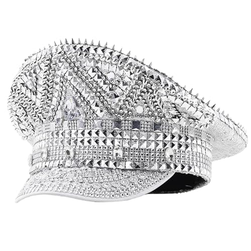 Uqezagpa Bejeweled Kapitän Hut Heavy Crystal Sailor Surprise Mädchen Jungen Kopfbedeckung für Karneval Musik Festival Punk Nieten Glitzer Kapitän Hut Uqezagpa Bejeweled Kapitän Hut Heavy Crystal Sailor Surprise Mädchen Jungen Kopfbedeckung für Karneval Musik Festival Punk Nieten Glitzer Kapitän Hut von Uqezagpa