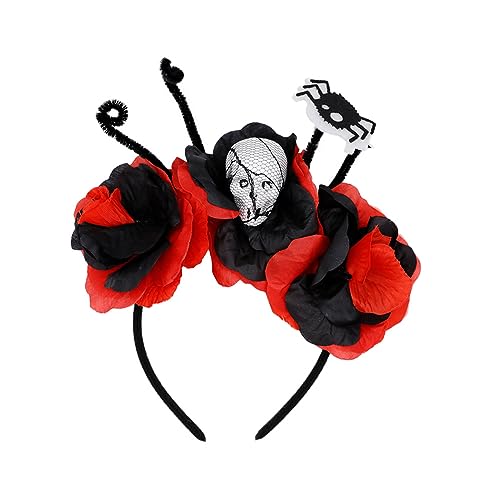 Uqezagpa Blumen-Haarreif, Kostüm, Cosplay, Zubehör, Totenkopfschmuck mit Spinnen, Rose, Partykleidung, Jungen, Mädchen, Halloween-Party-Stirnband Uqezagpa Blumen-Haarreif, Kostüm, Cosplay, Zubehör, Totenkopfschmuck mit Spinnen, Rose, Partykleidung, Jungen, Mädchen, Halloween-Party-Stirnband von Uqezagpa