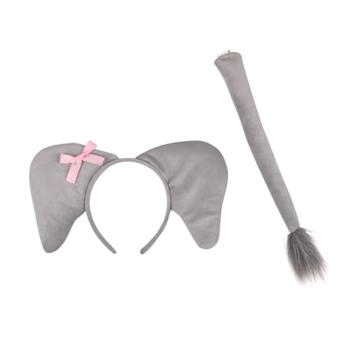 Uqezagpa Elefanten-Kostüm-Set, Elefantenohren und -schwanz, Tier-Kostüme, Zubehör für Halloween, Cosplay, Geburtstagsparty, Halloween, Cosplay-Kostüm Uqezagpa Elefanten-Kostüm-Set, Elefantenohren und -schwanz, Tier-Kostüme, Zubehör für Halloween, Cosplay, Geburtstagsparty, Halloween, Cosplay-Kostüm von Uqezagpa