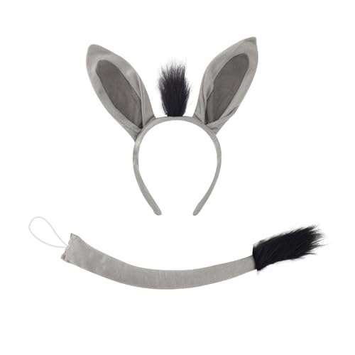 Uqezagpa Esel-Kostüm-Set für Kinder, mit Stirnband, Schwanz, Fliege, Nase, Handschuh, Rock, Halloween, Esel, Kostüm, Outfit für Mädchen, Weihnachten, Maskerade Uqezagpa Esel-Kostüm-Set für Kinder, mit Stirnband, Schwanz, Fliege, Nase, Handschuh, Rock, Halloween, Esel, Kostüm, Outfit für Mädchen, Weihnachten, Maskerade von Uqezagpa