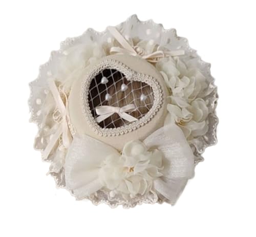 Uqezagpa Fascinator mit Spitze, Blume, Schleife, Hut, Haarspange für Damen und Mädchen, Hochzeit, Braut, Kopfschmuck, Mottoparty, Kostüm von Uqezagpa