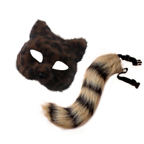Uqezagpa Fuchs-Kostüm, Füchse, Katzen, halbes Gesicht, Schwanz, Tier-Kostüm, Zubehör für Halloween, Cosplay, Requisiten, Tier-Cosplay-Kostüm Uqezagpa Fuchs-Kostüm, Füchse, Katzen, halbes Gesicht, Schwanz, Tier-Kostüm, Zubehör für Halloween, Cosplay, Requisiten, Tier-Cosplay-Kostüm von Uqezagpa