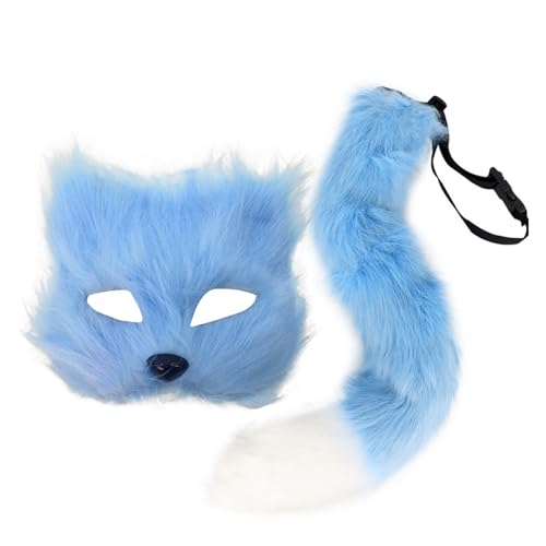 Uqezagpa Fuchs-Kostüm, Füchse, Katzen, halbes Gesicht, Schwanz, Tier-Kostüm, Zubehör für Halloween, Cosplay, Requisiten, Tier-Cosplay-Kostüm Uqezagpa Fuchs-Kostüm, Füchse, Katzen, halbes Gesicht, Schwanz, Tier-Kostüm, Zubehör für Halloween, Cosplay, Requisiten, Tier-Cosplay-Kostüm von Uqezagpa