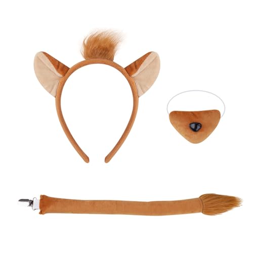 Uqezagpa Fuchs-Kostüm-Zubehör-Set, Fuchs-Ohren, Stirnbänder, Schwanz, Fliege, Nase, Tutus, Rock, Zubehör-Set, Fuchs, Kostüme für Kinder von Uqezagpa