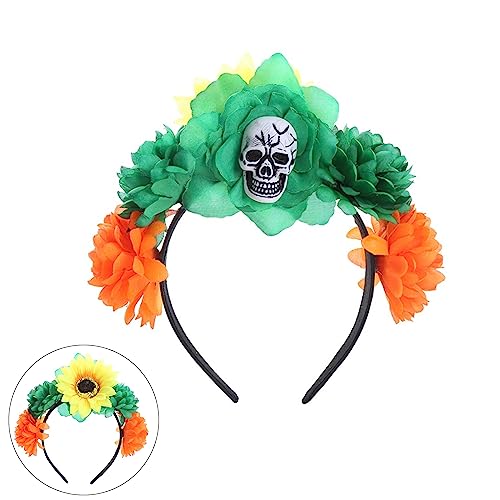 Uqezagpa Gruseliges Skelett-Stirnband, Kostüm, Cosplay-Zubehör, Totenkopfschmuck mit schwarzer Rose, Partykleidung, Jungen, Mädchen, Party-Requisite Uqezagpa Gruseliges Skelett-Stirnband, Kostüm, Cosplay-Zubehör, Totenkopfschmuck mit schwarzer Rose, Partykleidung, Jungen, Mädchen, Party-Requisite von Uqezagpa