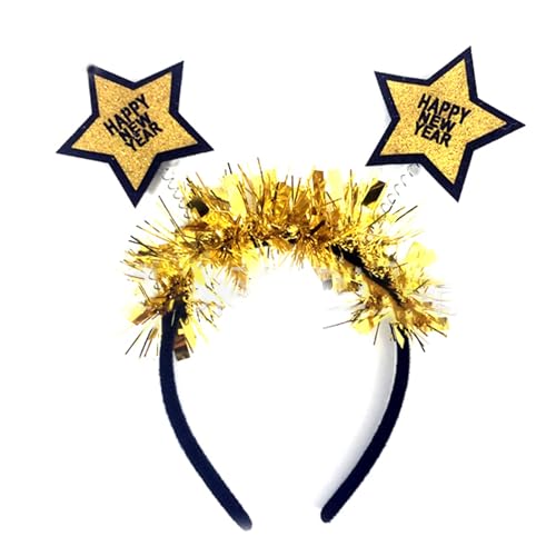 Uqezagpa Haarreif mit Aufschrift "Happy New Year", Weihnachtsfeier, Kostüm, Kopfbedeckung für Foto-Requisiten, Haarschmuck von Uqezagpa