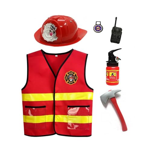 Uqezagpa Halloween-Feuerwehrmann-Kostüm für Kinder, Helme, Weste, Feuerwehrmann, waschbar, für Rollenspiele, Kinderkostüm-Zubehör Uqezagpa Halloween-Feuerwehrmann-Kostüm für Kinder, Helme, Weste, Feuerwehrmann, waschbar, für Rollenspiele, Kinderkostüm-Zubehör von Uqezagpa