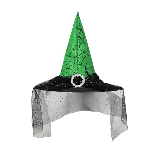 Uqezagpa Halloween Hexenhut Mit Fransen Lace Party Wizard Unisex Spitzer Hexenhut Erwachsene Kinder Cosplay Kostüm Kopfstück von Uqezagpa