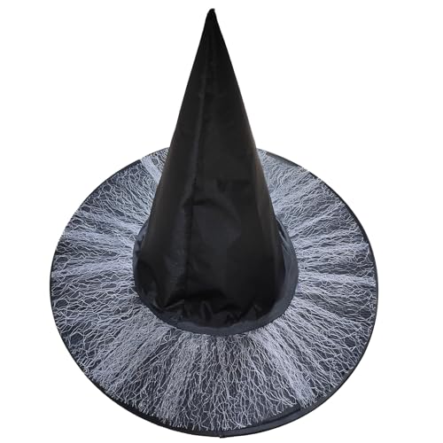 Uqezagpa Halloween Hexenhut Mit Fransen Lace Party Wizard Unisex Spitzer Hexenhut Erwachsene Kinder Cosplay Kostüm Kopfstück von Uqezagpa