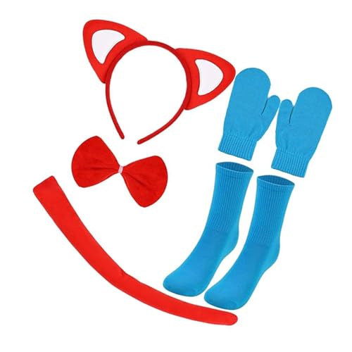 Uqezagpa Kinder-Katzen-Kostüm, Ohr-Stirnband, Schwanz, Fliege, Handschuhe, Socken, Halloween, Cosplay, Zubehör für Kinder, Jungen, Mädchen, Cosplay, bequemes Kostüm-Zubehör Uqezagpa Kinder-Katzen-Kostüm, Ohr-Stirnband, Schwanz, Fliege, Handschuhe, Socken, Halloween, Cosplay, Zubehör für Kinder, Jungen, Mädchen, Cosplay, bequemes Kostüm-Zubehör von Uqezagpa