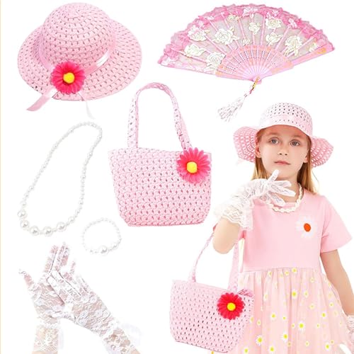 Uqezagpa Kleiner Hut und Spitzen-Handschuh und Kunstperlen-Halsketten-Set für Mädchen, 7-teilig, 50er-Jahre-Stil, modisches Tees-/Party-Kostüm-Set, für Mädchen, Tees, Party-Kostüm Uqezagpa Kleiner Hut und Spitzen-Handschuh und Kunstperlen-Halsketten-Set für Mädchen, 7-teilig, 50er-Jahre-Stil, modisches Tees-/Party-Kostüm-Set, für Mädchen, Tees, Party-Kostüm von Uqezagpa