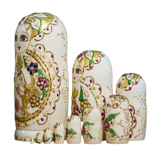 Uqezagpa Neuheit Russische Puppen Set mit 10 handbemalten hölzernen Matroschka für Kunstliebhaber, dekorative Nesting-Figuren, Nistpuppen Uqezagpa Neuheit Russische Puppen Set mit 10 handbemalten hölzernen Matroschka für Kunstliebhaber, dekorative Nesting-Figuren, Nistpuppen von Uqezagpa