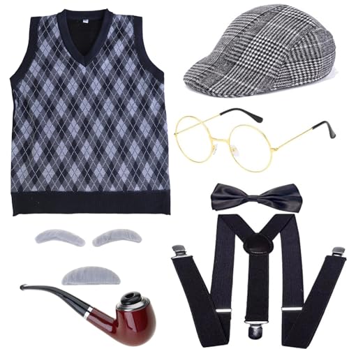 Uqezagpa Old Man Kostüm Zubehör Opa Set für Jungen Kinder Jungen Oma Cosplay Alt Uqezagpa Old Man Kostüm Zubehör Opa Set für Jungen Kinder Jungen Oma Cosplay Alt von Uqezagpa