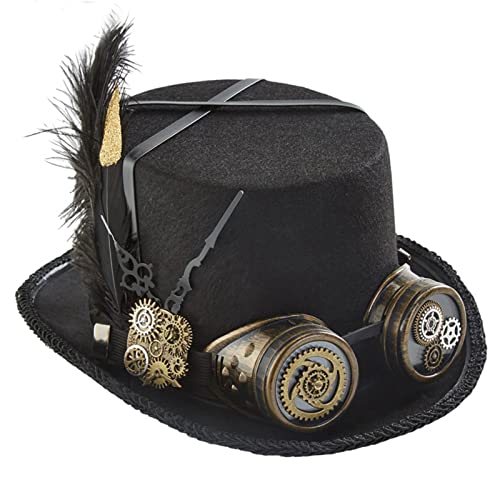 Uqezagpa Steampunk Time Traveler Hut Top Hüte für Herren mit Brille Halloween Party Zubehör Steampunk Uqezagpa Steampunk Time Traveler Hut Top Hüte für Herren mit Brille Halloween Party Zubehör Steampunk von Uqezagpa