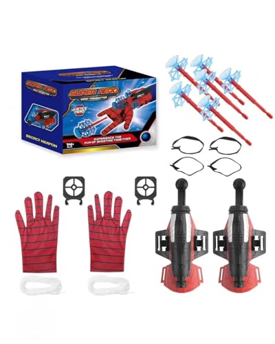 UrMsun 2 Pack Spider Web Shooters, Superhero Wrist Launcher Toy, Funny Children Educational Toys, Superheroes Cosplay Gift for Kids Boys(2 Launcher+2 Gloves+6 Sucker Darts+2 Rope+4 Wristband) von UrMsun