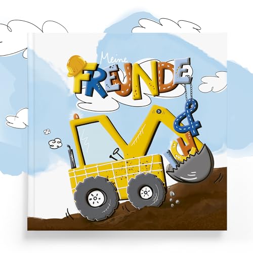 Urselli Kindergarten Freundebuch Baustelle: „Meine Freunde und ich“ - Freundebuch Kindergarten Junge - Meine Freunde Buch zum Ausfüllen - Erinnerungen schaffen von Urselli