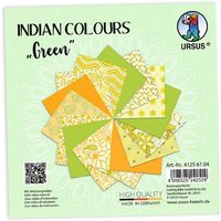 15 Blatt Bastelpapier, Indian Colors in Grüntönen, 13,7cm x 13,7cm von Ursus