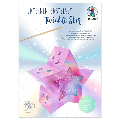 Ursus 18790002F - Laternen Bastelset, Twinkle Star, Pink, ca. 19,3 x 18,3 x 8 cm, Set zum Erstellen einer selbstgebastelten Stern-Laterne, aus Karton 350 g/m² und Transparentpapier 110 g/m² von Ursus