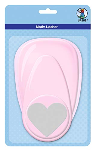 Ursus 19460001 - Motivlocher mit Hebel jumbo, Herz, rosa, ausgestanztes Motiv ca. 76,2 mm, aus Kunststoff mit Metallstanze, geeignet für Grammaturen von 160 220 g /qm Ursus 19460001 - Motivlocher mit Hebel jumbo, Herz, rosa, ausgestanztes Motiv ca. 76,2 mm, aus Kunststoff mit Metallstanze, geeignet für Grammaturen von 160 220 g /qm von Ursus