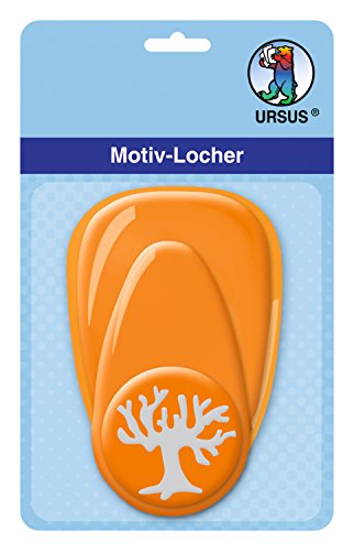 Ursus 19480093 - Motivlocher mit Hebel mittel, Baum, orange, ausgestanztes Motiv ca. 25,4 mm, aus Kunststoff mit Metallstanze, geeignet für Grammaturen von 160 220 g /qm von Ursus