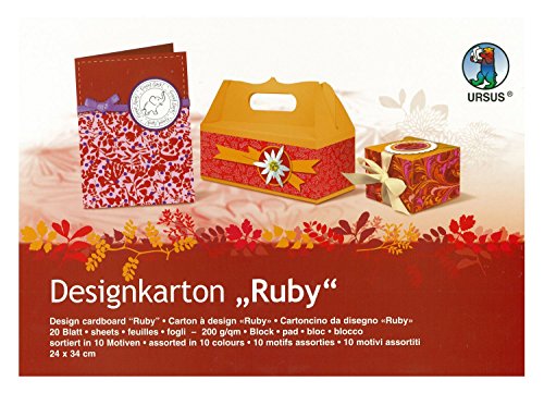 Ursus 22600099 Designkarton, beidseitig bedruckt, 200 g/qm, 24 x 34 cm, 20 Blatt, Ruby von Ursus