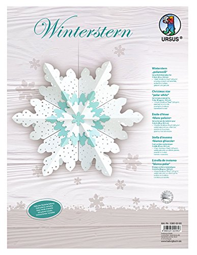 Ursus 33850000 - Winterstern, polarweiß, Set zum Basteln von einem Winterstern, Durchmesser ca. 30,5 cm, einseitig bedruckt mit Pearl Effekt, gelasert und genutet, inklusive Bastelanleiting von Ursus