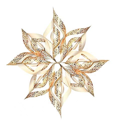 Ursus 34535500 - Paper Star Ornament 3, gold, 32 Blatt, ca. 15 x 15cm, 110 g/qm, vorgestanztes, hochwertiges Bastelpapier mit edlem Perleffekt, folienveredelt, einseitig bedruckt von Ursus