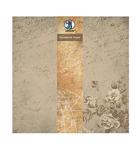 Ursus 40870005 - Scrapbook paper, Vintage, Rose, ca. 30,5 x 30,5 cm, 190 g/qm, 5 Blatt, beidseitig bedruckt, Vorder- und Rückseite in verschiedenen Motiven, mit Banderole von Ursus