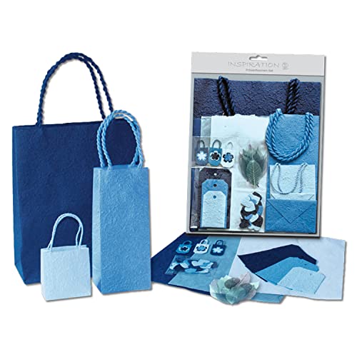 Ursus 51280004 - Präsenttaschenset Blau, 3 Tüten mit 3 Bogen Papier, Anhängern, Kuverts und Dekozubehör, zum kreativen Gestalten von Ursus