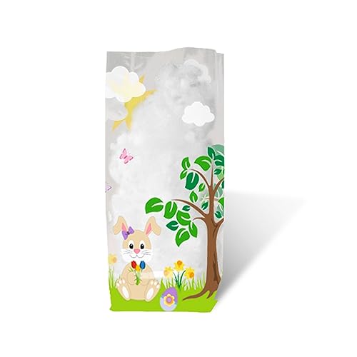 Ursus 5230000 - Geschenk Bodenbeutel, Hasen, 10 Stück, aus lebensmittelechter Folie, ca. 11,5 x 19 cm, transparent, bedruckt, ideal für kleine Überraschungen von Ursus