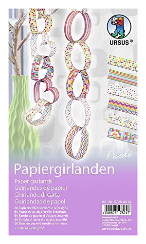 Ursus 57260099 - Papiergirlanden Piccolo, 60 beidseitig bedruckte Papierstreifen, 6 Meter von Ursus