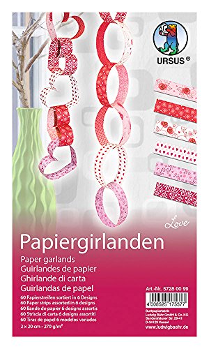 Ursus 57280099 - Papiergirlanden Love, 60 beidseitig bedruckte Papierstreifen, 6 Meter von Ursus