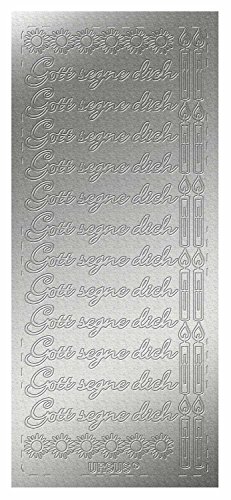 Ursus 593100113 - Kreativ Sticker Gott Segne Dich, silber, 5 Stickerbögen, selbstklebend, leicht abziehbar, ideal für Kartengestaltung, Scrapbooking und Dekorieren von Geschenken von Ursus