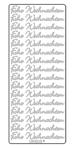 Ursus 593100126 - Kreativ Sticker Frohe Weihnachten, silber, 5 Stickerbögen, selbstklebend, leicht abziehbar, ideal für Kartengestaltung, Scrapbooking und Dekorieren von Geschenken von Ursus