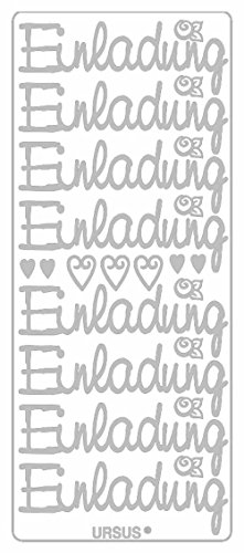 Ursus 59310077 - Kreativ Sticker, Einladung groß, silber, 5 Blatt, selbstklebend, Ideal zur Kartengestaltung und zum Dekorieren von Geschenken, Stickerbogen ca. 10 x 23 cm von Ursus