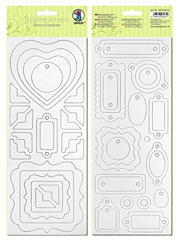 Ursus 62700003 - Blanco Chipboard, Geschenkanhänger 1, ca. 12 x 30,5 cm, 2 Blatt, mit Papier einseitig kaschierter Graukarton, zum Basteln und Verschenken von Ursus