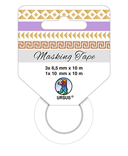 Ursus 58850006 - Masking Tape 4er Set Grafik 2, 4 Rollen mit 4 verschiedenen Motiven, Klebeband aus Papier, lösungsmittel und säurefrei, ideal für vielseiitige Bastelarbeiten von Ursus