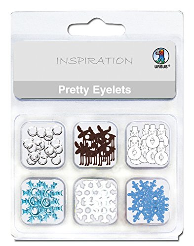 Ursus 74210010 - Pretty Eyelets, Winter, 76 Stück, in 6 verschiedenen Motiven, 2 4 mm, aus Aluminium, ideal für Scrapbooking, Kartengestaltung oder zur Dekoration von Ursus