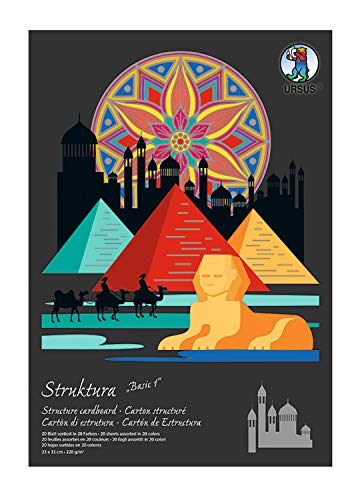 Ursus 80110099SE - Block mit 20 Blatt geprägtem Karton mit Leinenstruktur "Basic 1", in 20 Farben, ca. 23 x 33 cm groß, mit hochwertigem Deckblatt, durchgefärbt, säure- und ligninfrei Ursus 80110099SE - Block mit 20 Blatt geprägtem Karton mit Leinenstruktur "Basic 1", in 20 Farben, ca. 23 x 33 cm groß, mit hochwertigem Deckblatt, durchgefärbt, säure- und ligninfrei von Ursus