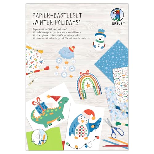 Ursus 8080003F - Papier-Bastelset Winter Holidays, Set aus Fotokarton, Flechtblättern, Stanzteilen, Flechtstreifen und Stickgarn, inkl. Schritt für Schritt Anleitung Ursus 8080003F - Papier-Bastelset Winter Holidays, Set aus Fotokarton, Flechtblättern, Stanzteilen, Flechtstreifen und Stickgarn, inkl. Schritt für Schritt Anleitung von Ursus