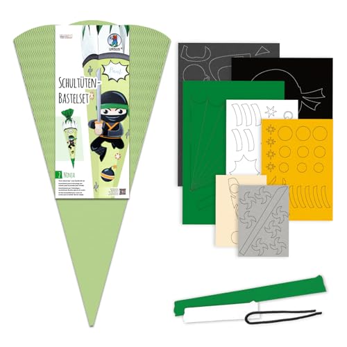 Ursus 9910002 - Schultüten-Bastelset "Ninja", aus 3D-Colorwellpappe 260 g/m², Set zum Basteln einer Schultüte, 6-eckig, Höhe ca. 68 cm, Durchmesser 20 cm Ursus 9910002 - Schultüten-Bastelset "Ninja", aus 3D-Colorwellpappe 260 g/m², Set zum Basteln einer Schultüte, 6-eckig, Höhe ca. 68 cm, Durchmesser 20 cm von Ursus