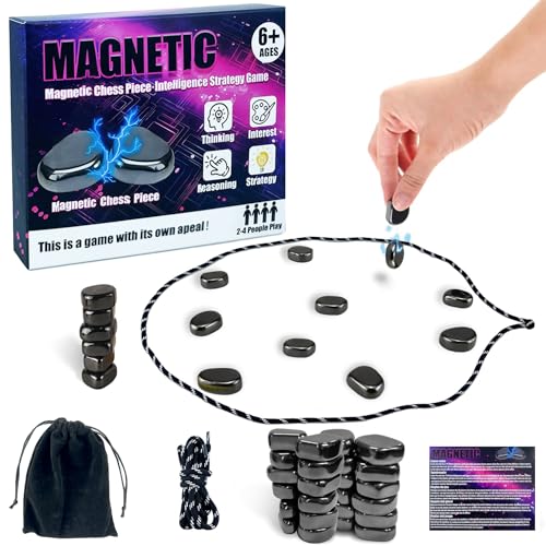 Magnetisches Schachspiel(Deutsche `Version),30 PCS Magnet Spiel Tragbares Spiel MagnetsteineTisch-Magnetspiel Kampfschach mit Spielseil Geeignet, Pädagogisches Schachspiel Damespiel für Familienfeiern von Usizaxol