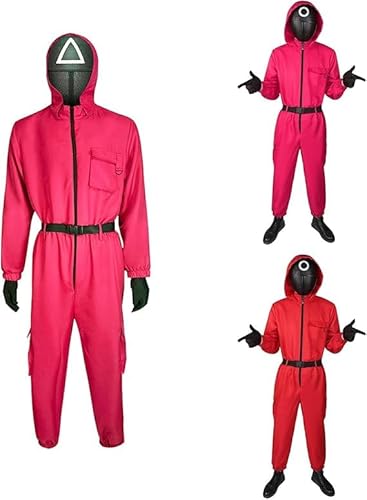 Squid 2 KostüMen FaschingskostüMe 𝑮𝒂𝒎𝒆 KostüM, Kinder Costume Merch FüR Erwachsene Jogginganzug Cosplay Anzug Mit Kapuze Ohne Maske, Partys, Karneval Trainingsanzug (Erwachsene Rosenrot, XXL) von Usper