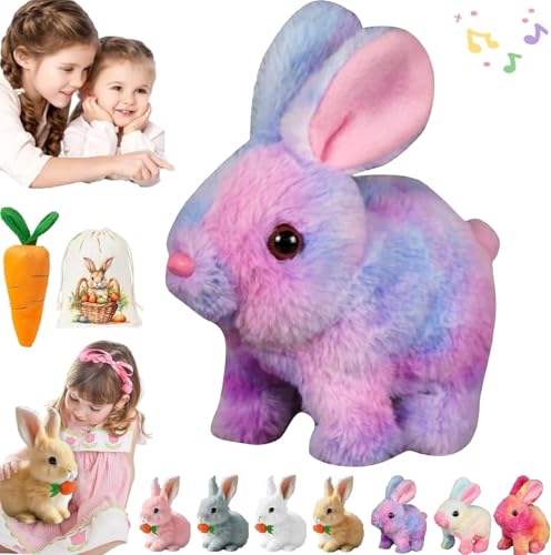 Usper Bunny Mein Realistisches Kaninchen Spielzeug FüR Kinder, HüPfender Hase Spielzeug Fanyil Bunnypal Ostergeschenke Kinder, Hasen Roboter Mit GeräUschen Bewegungen Wackeln (Blau Lila) von Usper