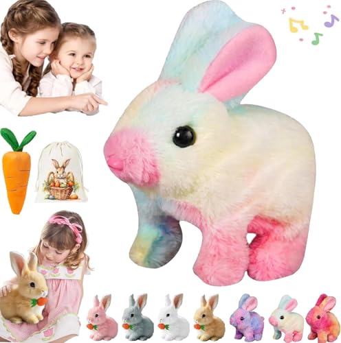 Usper Bunny Mein Realistisches Kaninchen Spielzeug FüR Kinder, HüPfender Hase Spielzeug Fanyil Bunnypal Ostergeschenke Kinder, Hasen Roboter Mit GeräUschen Bewegungen Wackeln (Blau Rosa Gelb) von Usper