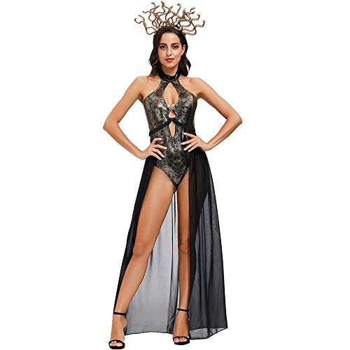 Uteruik Halloween Medusa Kostüm mit Medusa Stirnband Schlange gedruckt einteilig Bauchkontrolle Badeanzüge Cosplay Halloween Weihnachten Party Outfit für Damen (M) von Uteruik