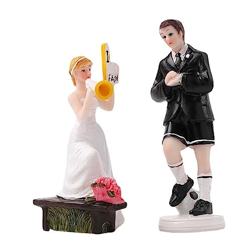 Uteruik Lustige Braut und Bräutigam Kuchen Topper Figuren Fußball Cheerleader Paar Statue Hochzeitstorte Puppe Jahrestag Verlobung Dekoration von Uteruik