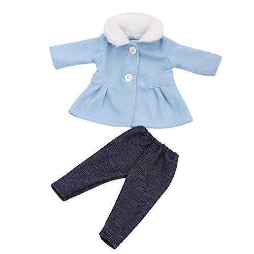 Uteruik Puppenkleidung für 46 cm Mädchenpuppen Winter Casual Outfits – Langarm Mantel und Hose Kostüm Zubehör, 2 Stück/Set (blau) von Uteruik